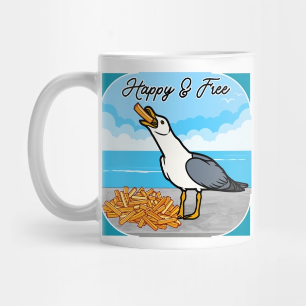 Happy Seagull with French Fry by Four Season Foraging